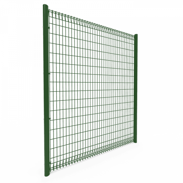 A piece of green powder coating BRC fence panel is displayed