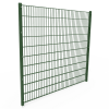 A piece of green powder coating double wire fence panel is displayed.