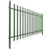 A piece of green powder coating palisade fencing is displayed.