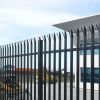 Palisade fencing is used to protect trees in the park