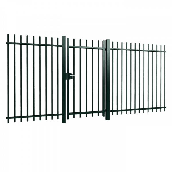 A steel fence single swing gate on white background