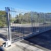 Galvanized steel fence sliding gates are installed in the industrial park