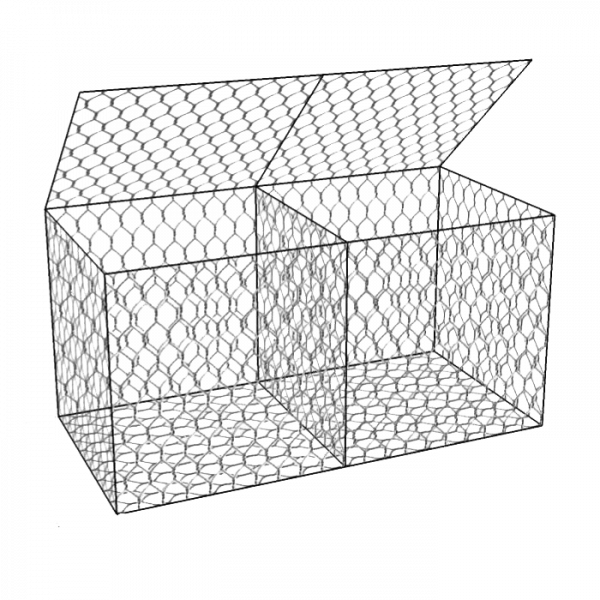 A unit of woven gabion basket on transparent background.